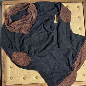 Black and Brown Cowl Neck Sweater